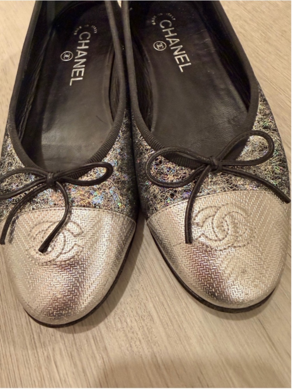 Chanel Classic CC Ballet Flat Cap Toe Rare Iridescent Suede EU 38.5 PLEASE READ - Picture 9 of 12